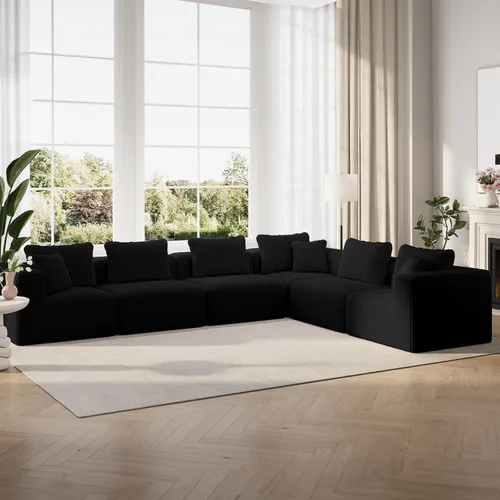 Miniatura 25 de Novilla 141" Sofá seccional modular, sofá seccional moderno en forma de nube con soporte Smarts Coil™, sofá sin huesos en forma de U para sala