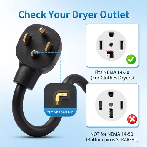 Miniatura 2 de Adaptador NEMA 14-30 para conector móvil Tesla Gen 2, adaptador de cargador de toma de corriente de secadora de 240 V 24 A, carga EV de nivel 2