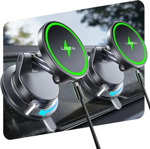 Miniatura 12 de LISEN - Cargador de coche Magsafe de 15 W, soportes magnéticos para teléfono para tu automóvil, cargador inalámbrico magnético para automóvil