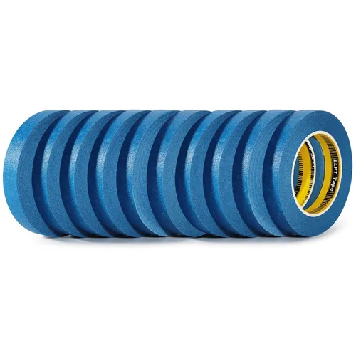 Miniatura 9 de LLPT Cinta adhesiva de uso general, paquete de 5 unidades de 1 pulgada x 55 yardas cada una, línea limpia sin residuos para pintar, artes, Azul