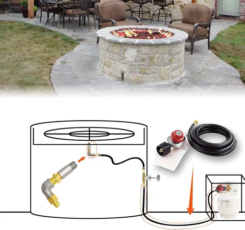 Miniatura 3 de MENSI Manguera reguladora de propano ajustable de 10 pies y 20 PSI con orificio de latón y kit mezclador de aire de 150,000 BTU para hoguera