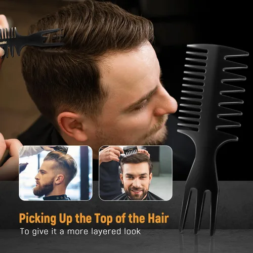 Miniatura 3 de Juego de peines y cepillos para cabello de hombre STYLEMATE - Cepillo de volumen con rodillo, peines para peinados tipo Pompadour, Slicked-back