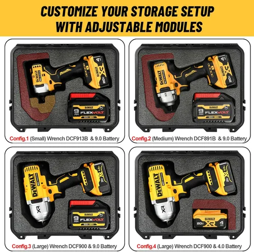 Miniatura 3 de LOTOCASE para llave de impacto y dinamométrico Dewalt - Caja de herramientas dura impermeable para juego Dewalt, bolsa de kit combinado de Capacidad