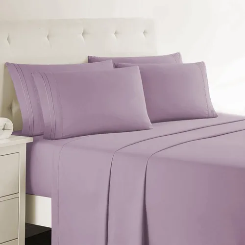Miniatura 44 de Clara Clark - Juego de sábanas King con Flex Top, 6 piezas - Sábanas de lujo para cama King con cabeza dividida, juego de cama súper suave, King