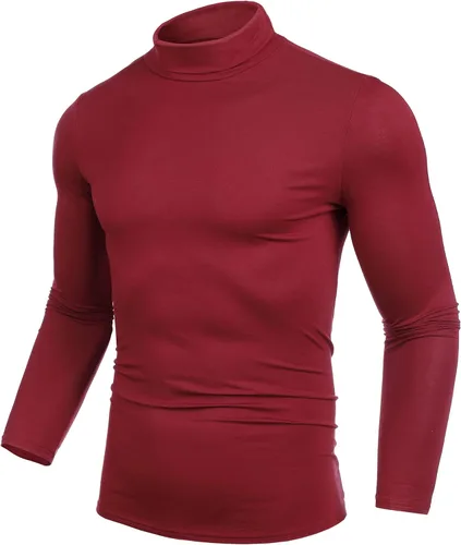 Miniatura 2 de nine bull Camisetas térmicas casuales para hombre, manga larga, ajustadas, básicas, suaves, ligeras, cuello alto
