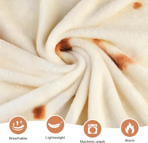 Miniatura 6 de Admitrack - Cobija ligera de tortilla, manta redonda de burrito, cobija redonda graciosa y realista de comida, manta novedosa de burrito