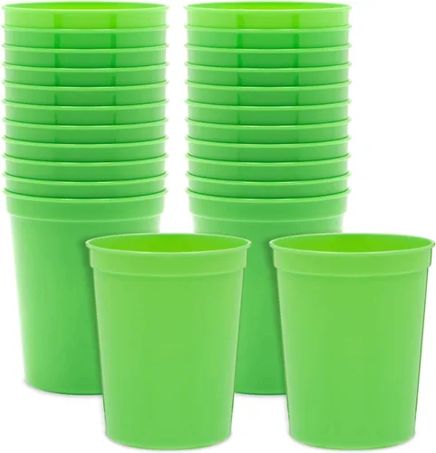BLUE PANDA Vasos de estadio de 16 onzas color verde lima, vasos de plástico reutilizables y aptos para lavavajillas, vasos de recuerdo de fiesta y