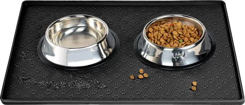 Miniatura 10 de Tapete de comida para perros y gatos para alimentos y agua, tapete de silicona para alimentación de mascotas, tapete para platos de agua para pisos