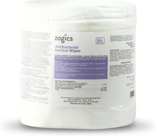 Miniatura 9 de Zogics Toallitas antibacterianas, toallitas desinfectantes para superficies y equipos de gimnasio registradas en la EPA (800 toallitas) +