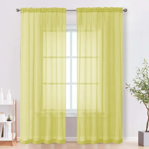 Miniatura 44 de OVZME - Cortinas traslúcidas blancas de 45 pulgadas de largo, 2 paneles, cortinas de gasa con bolsillo para barra para ventanas pequeñas, cada una