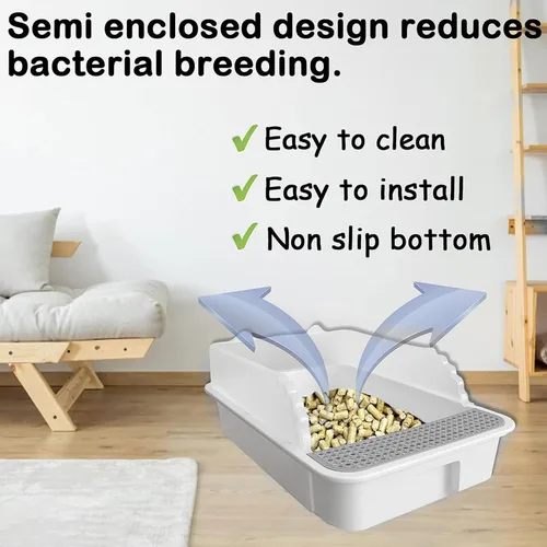 Miniatura 8 de Caja de arena abierta para gatos con lado alto, bandeja antisalpicaduras para gatos, inodoro para gatitos con cuchara, arena extraíble semicerrada