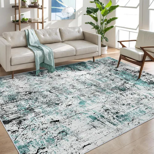 Miniatura 11 de Ciicool Alfombra de pasillo lavable de 2 x 6, alfombra moderna abstracta para pasillo, antideslizante, delgada, ligera, con estampado gris marino