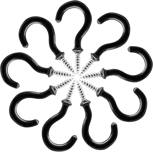 Miniatura 2 de Biaungdo 60 ganchos para tazas de techo de 1 pulgada, ganchos de tornillo, ganchos de taza de techo, ganchos autorroscantes, color negro