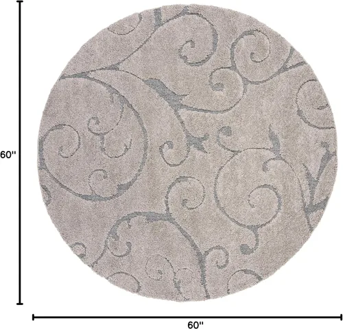 Miniatura 2 de SAFAVIEH - Alfombra de la Colección Florida Shag - 5' redonda, gris y azul claro, diseño de pergamino, sin deshilachado y fácil de limpiar, pelo