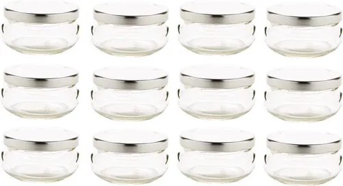 Miniatura 6 de Nakpunar 12 tarros de sopera de vidrio de 3.3 oz con tapas negras, 3.4 fl oz