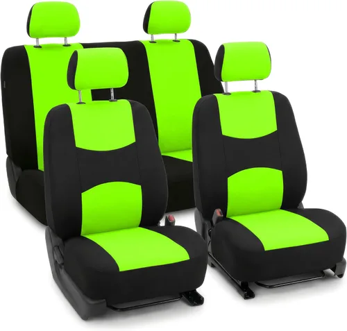 Miniatura 14 de FH Group Juego completo de fundas de asiento de automóvil de tela plana, color beige combo, diseño de fundas de asiento de automóvil pequeño