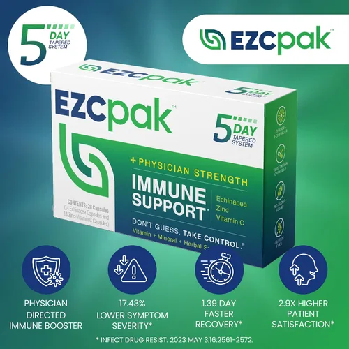 Miniatura 3 de Suplemento EZC de zinc, equinácea púrpura y vitamina C. Apoyo inmunológico de 5 días, diseñado por médicos, 1, 1