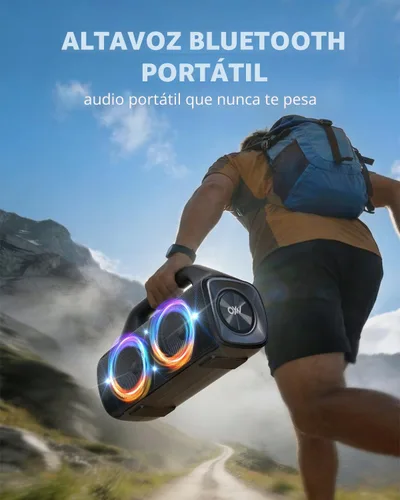 Miniatura 8 de Altavoz Bluetooth impermeable IP67: 80 W (pico), altavoces inalámbricos portátiles para exteriores con luces LED, tiempo de reproducción de 20