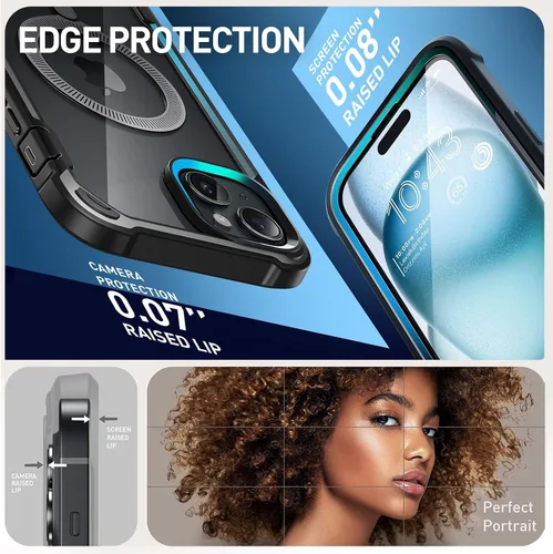 Miniatura 7 de i-Blason AresMag - Funda protectora transparente para iPhone 15/14/13 de 6.1 pulgadas, compatible con MagSafe, a prueba de golpes, con protector