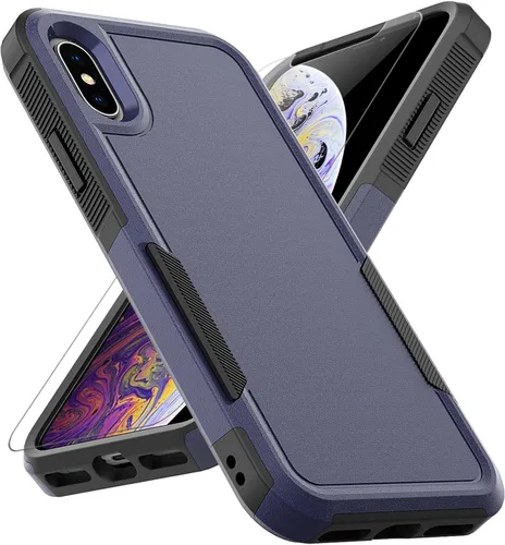 Miniatura 10 de Funda para iPhone X/iPhone Xs: funda protectora de doble capa resistente para teléfono celular, a prueba de golpes, resistente, con protector