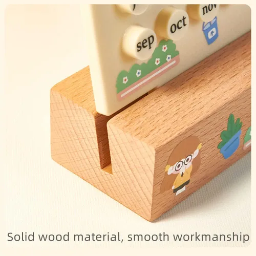 Miniatura 4 de Calendario de escritorio de madera, calendario de planificador perpetuo, regalos únicos, visualización de fecha de mes, decoraciones de escritorio