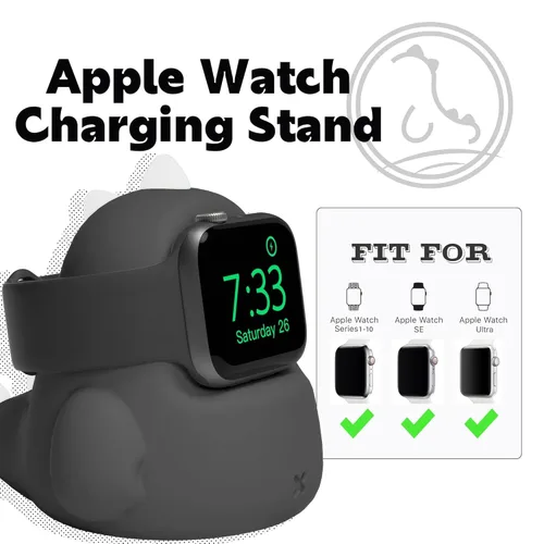 Miniatura 3 de ELETIUO Soporte Cargador Compatible con Apple Watch Series Ultra2/Ultra/10/9/8/SE2/7/6/SE/5/4/3/2/1 (49/46/45/44/42/41/40/38 mm), Base de Carga Negro
