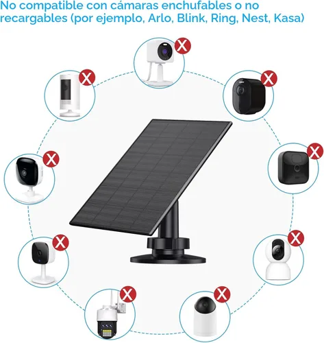 Miniatura 7 de Panel solar de 2 W para cámara de seguridad al aire libre, cargador USB/USB-C con IP65 impermeable, montaje ajustable de 360° y cable de 7.2 pies