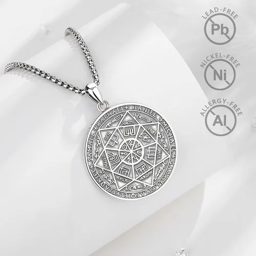 Miniatura 231 de EUDORA Collar de plata de ley 925, San Cristóbal y San Benito, San Miguel, Virgen María, San Judas Tadeo, Cruz de Buen Pastor y Arcángel, Medalla