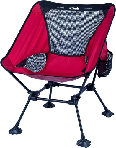 Miniatura 14 de iClimb Silla de camping ultraligera compacta plegable para playa con pies grandes antihundimiento y soporte de espalda con cuerda