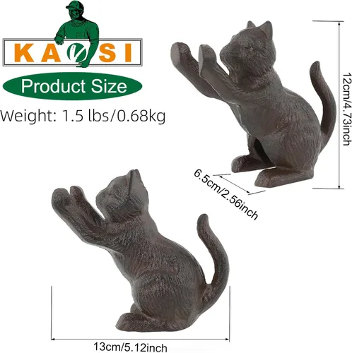 Miniatura 2 de Sujetalibros decorativos para gatos, extremos únicos de hierro fundido con forma de animal para guardar libros resistentes, para decoración