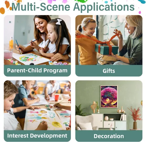 Miniatura 6 de Aestalrcus Kit de pintura por números de árbol de la vida para adultos, pintura de árbol por números para adultos principiantes, kits de pintura por