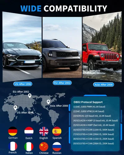 Miniatura 8 de Escáner OBD2 para automóvil FIRSTOOL, lector de código de diagnóstico OBD2 con preparación I/M, probador de batería, luz de control del motor