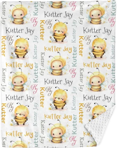 Miniatura 12 de Mantas de bebé personalizadas para niños, manta de felpa suave de doble capa con respaldo de puntos, manta personalizada de oso minky, manta de bebé