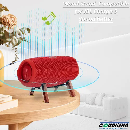 Miniatura 2 de Soporte de madera real compatible con altavoz portátil JBL Charge 5, Charge 6, soporte de trípode, soporte de madera estable y resistente utilizado
