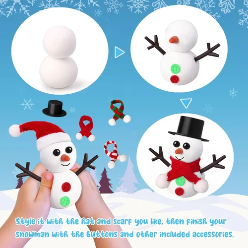 Miniatura 3 de Paquete de 10 Rellenos de Medias para Niños, Manualidades Navideñas para Niños a Granel, Kit de Manualidades de Muñeco de Nieve Arcilla Modeladora