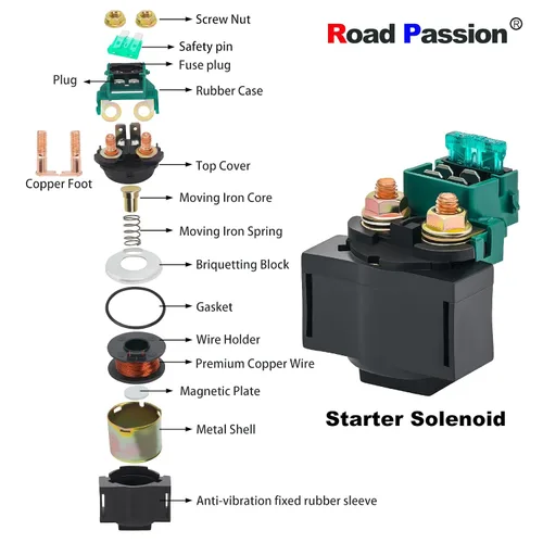Miniatura 4 de Road Passion Relé solenoide de arranque 9CR6-150310 para Bayou 220 KLF220 1988-2002 Bayou 250 KLF250 2003-2010 KLX650 1993-1996 Vulcan 800 1996-2005