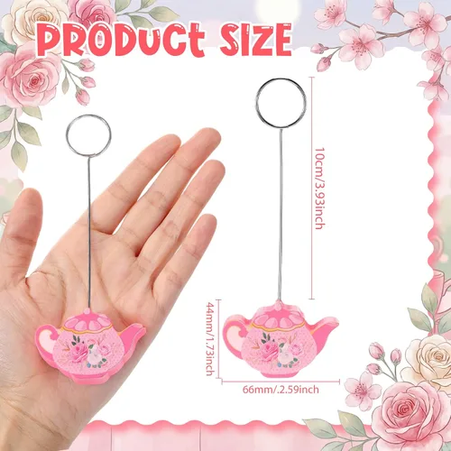 Miniatura 3 de Weysat 12 soportes para tarjetas de lugar para tetera, fiesta floral, de madera, para tetera, número de mesa, foto, soporte para letreros de fotos