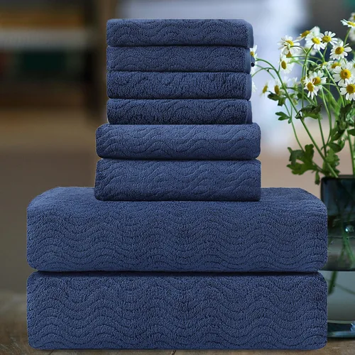 Miniatura 12 de Smuge Juego de toallas de baño texturizadas ultrasuaves de 8 piezas para baño, ducha, piscina, cocina, secado rápido, ligeras y altamente