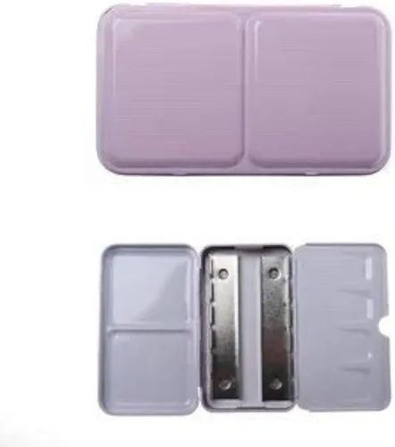 Aliotech Travel Artist - Caja vacía de acuarela, caja de pintura con paleta, lata pequeña colorida con 12 medias bandejas (rosa)