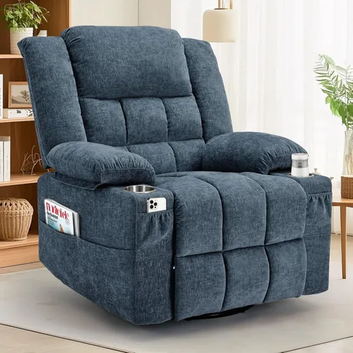 Miniatura 17 de Korser Sillón reclinable giratorio de 360° con mecedora para adultos, sillón reclinable con masaje y calefacción para guardería, silla de columpio