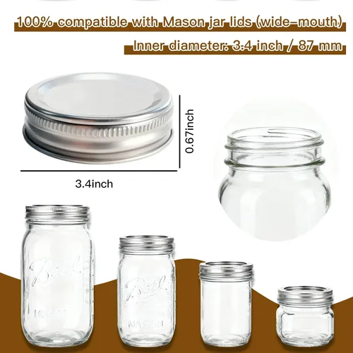 Miniatura 4 de MegaWise Tapas reutilizables para conservas de boca regular para tarros Ball, Kerr – Tapas de metal tipo Mason para conservas – Material de grado