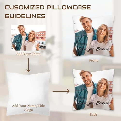 Miniatura 3 de Almohada de fotos personalizada de 16 x 16 pulgadas, funda de almohada personalizada de doble cara con texto de imagen, funda decorativa suave
