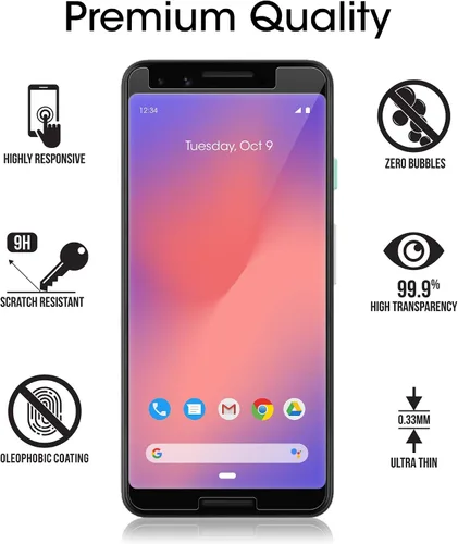 Miniatura 5 de amFilm Paquete de 3 protectores de pantalla de vidrio templado para Google Pixel 3 (2018)