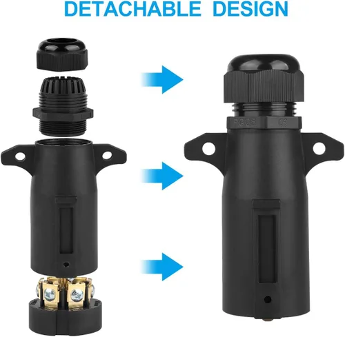 Miniatura 4 de Enchufe de remolque de 7 pines con sello impermeable Adaptador de reemplazo de cableado de remolque de 7 puntas Conector lateral de remolque redondo