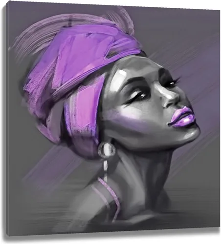 Miniatura 19 de LB Arte de pared de mujer afroamericana, mujer negra con cabello dorado, impresiones de pintura abstracta, belleza moderna negra y dorada para sala