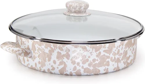 Golden Rabbit Sartén para saltear esmalte, 5 cuartos de galón, remolino gris pardo