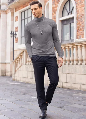 Miniatura 3 de COOFANDY Men's Casual Slim Fit Turtleneck T Shirts Lightweight Basic Cotton Pullovers