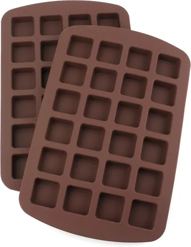 Lawei Paquete de 2 moldes de silicona para brownie de 24 cavidades, bandeja de hielo de silicona, molde para hacer cubos, dulces, trufas de