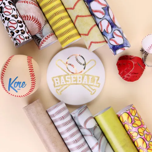 Miniatura 7 de Tintnut Vinilo permanente de béisbol, 10 hojas de 12 x 10 pulgadas, láminas de vinilo adhesivo permanente con patrón deportivo, a prueba de agua
