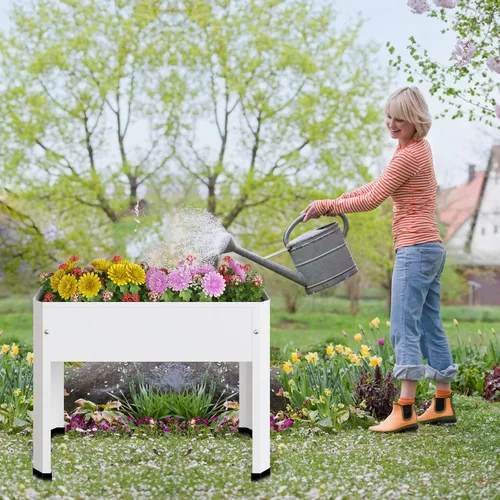 Miniatura 3 de PROXRACER Cama de jardín elevada con patas desmontables, maceta de metal elevada para cultivar hierbas frescas, verduras, flores, suculentas y otras